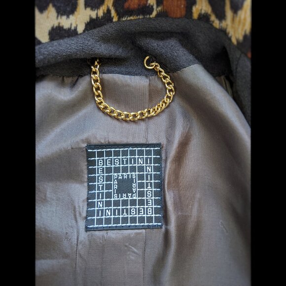 Rare VINTAGE 90s Made In France Bestini “Pop Art” Wool Leopard Detailed Jkt Sz 4 - Picture 8 of 15
